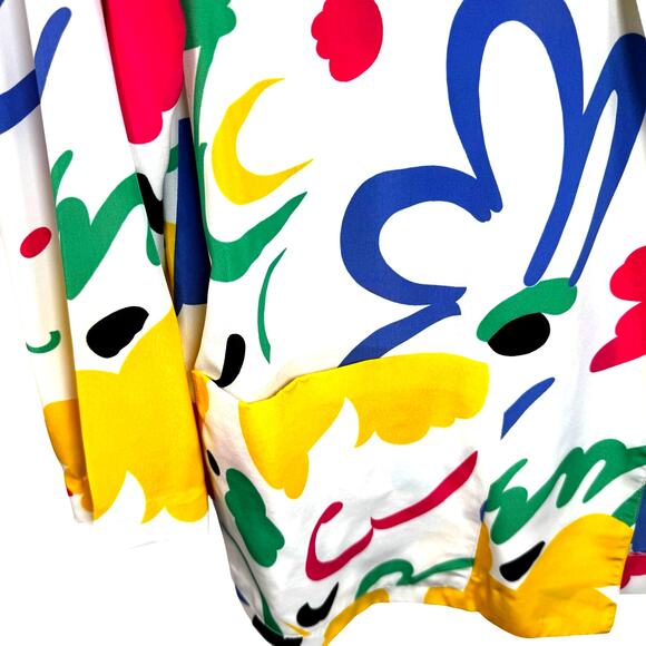Vintage 90s Personal Blazer Size 12 Artsy Abstract Print Lightweight Silky Boxy - Picture 3 of 7